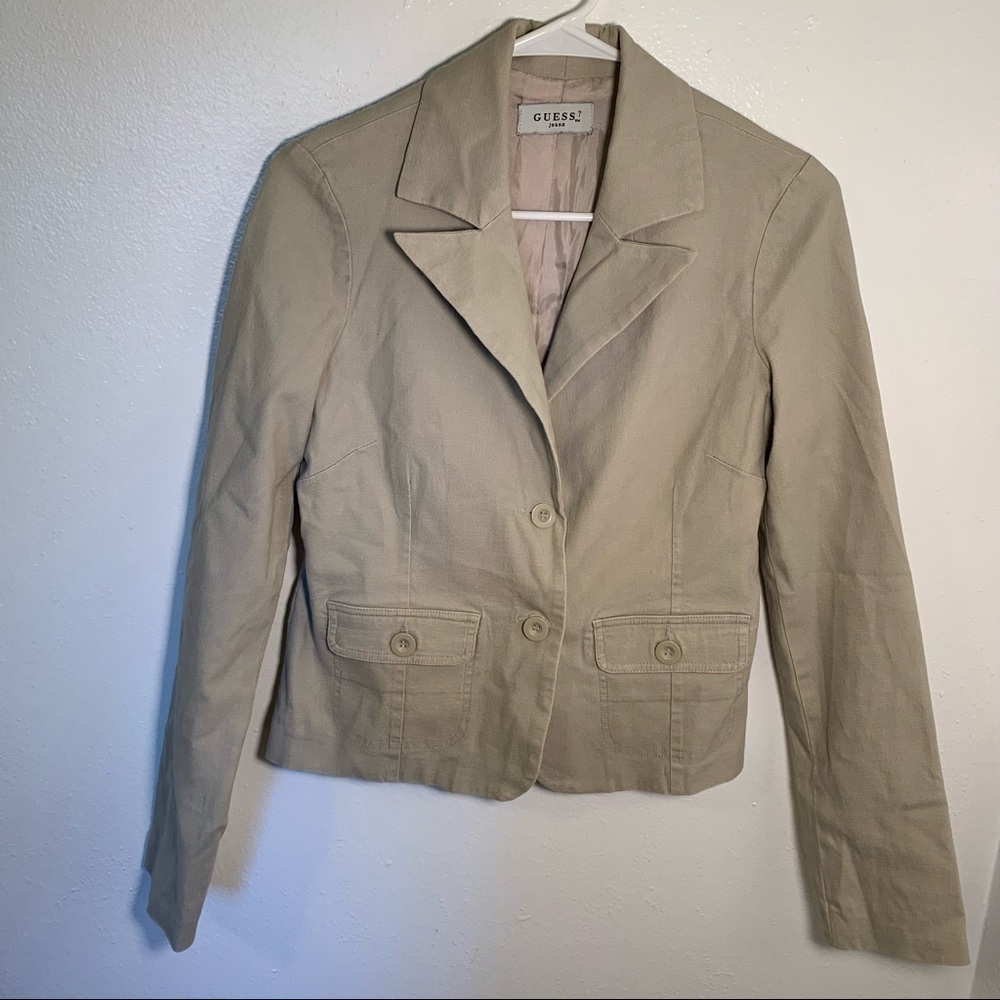 Vintage Guess Jeans 2 Button Blazer Beige - Picture 2 of 9